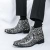 New Fashion Designer Winter High Tops Pointed Chelsea Ankle Boots For Men Snake Pattern Slip On All Match Shoes Zapatos Hombre