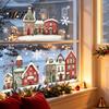 Static Glass Stickers Christmas Window Clings, Snowy Town House Snowflake Decals, Reusable Festive Winter Decals Xmas Stickers, Holiday Decor for Home