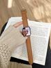 Совместимый ремешок из кожи ягненка Starlight с рисунком личи для Apple Watch Series iWatch 3-9, SE