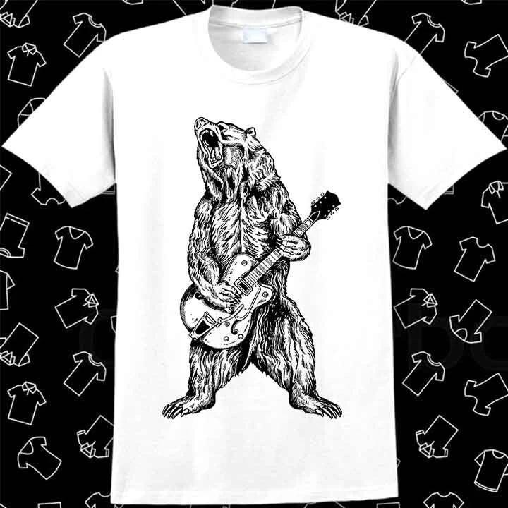 Футболка Rock n Roll Crazy Bear Playing Electro Guitar Party 1101
