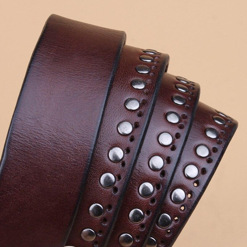 Мужской и женский ремень из 100% коровьей натуральной кожи, модный повседневный женский ремень в стиле панк с полыми заклепками для джинсов, трендовый ремень PK001