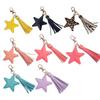 1PC Lobster Clasp Star Keyring Tassel Keychain Bag Pendant PU Leather Key Ring Women Girl