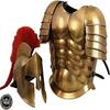 Brass Finish Medieval Muscle Armour Suit Spartan Helmet Brown Antique
