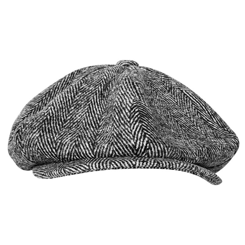 Hat Soft Wool Newsboy Cap Men Grey Herringbone Flat Caps Women Men British Painters Hat Soft Autumn Winter Hats Octagonal Cap BLM09