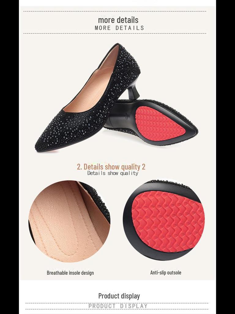 2023 Champagne Sequin & Beaded Leather High Heels: Elegant Wedding & Bridesmaid Shoes for Spring & Autumn