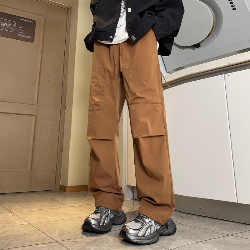 Весенне-осенние новые горные уличные брюки-карго с широкими штанинами, свободные комбинезоны, универсальные повседневные прямые брюки