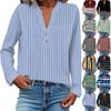 Women's Fashionable And Casual Shirt Long Sleeve V-neck Button Printed Blouse Top