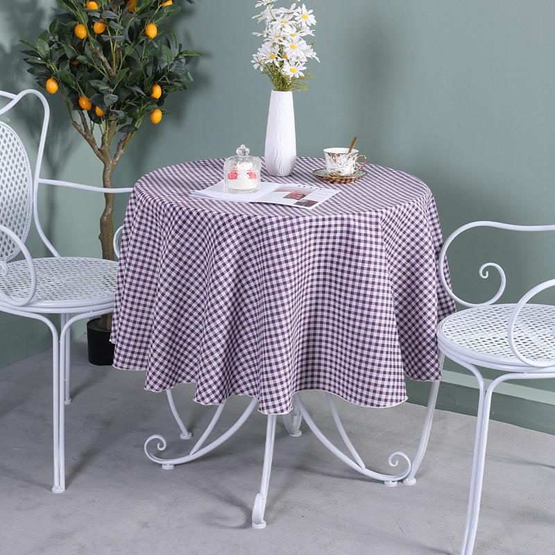 Круглая Скатерть Хлопок Лен Клетчатая Скатерть Маленькая Свежая Круглая Скатерть Скатерть для Кофейного Столика Скатерть для Кофейного Столика