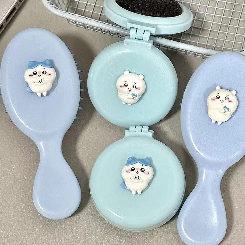Portable Chiikawa Comb Cartoon Folding Airbag Comb Air Cushion Massage Hairdressing Comb Small Travel Mirror Comb Hair Tool Gift