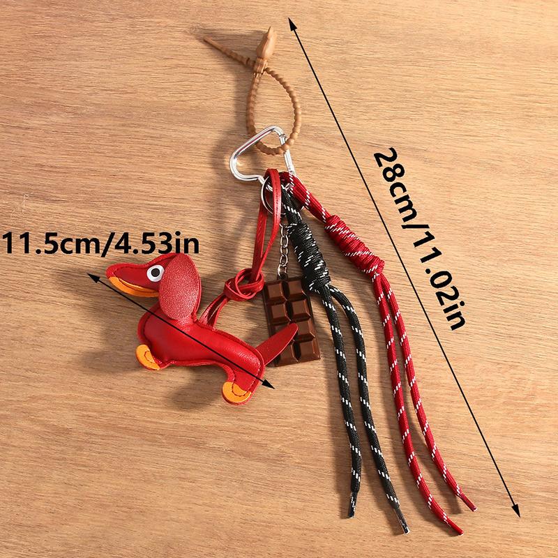 Винтажный кожаный брелок с подвеской в виде щенка таксы и плетеной веревки, шоколадный, брелок для ключей, женский шарм для сумки, держатель для ключей, подарки