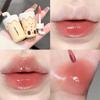 Cute Milk Tea Cup Shaped Pink Water Light Lip Gloss Long-lasting Non Fading Mirror Juice Dyeing Lip Tint for Women Makeup Korean