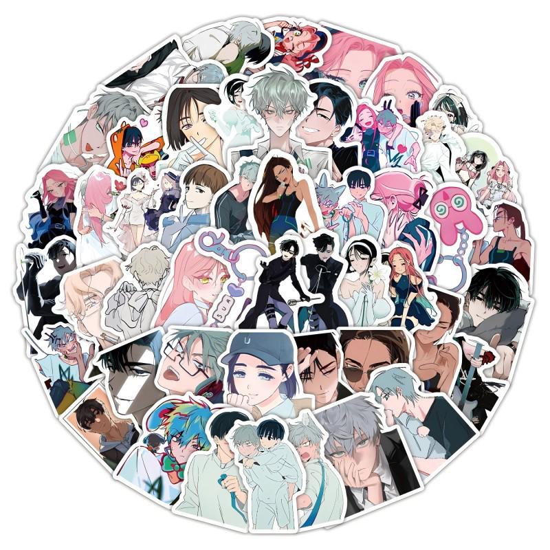 50 Korean Music & Anime Romantic Story Character Waterproof Stickers for iPad, Phone Case, Refrigerator, and Notebook.