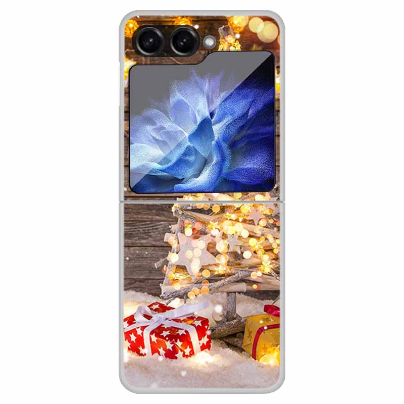 For Samsung Galaxy Z Flip 6 5 4 3 Case Christmas Cute Clear Hard Plastic PC Folding Back Cover For Samsung Z Flip6 Flip5 Flip4