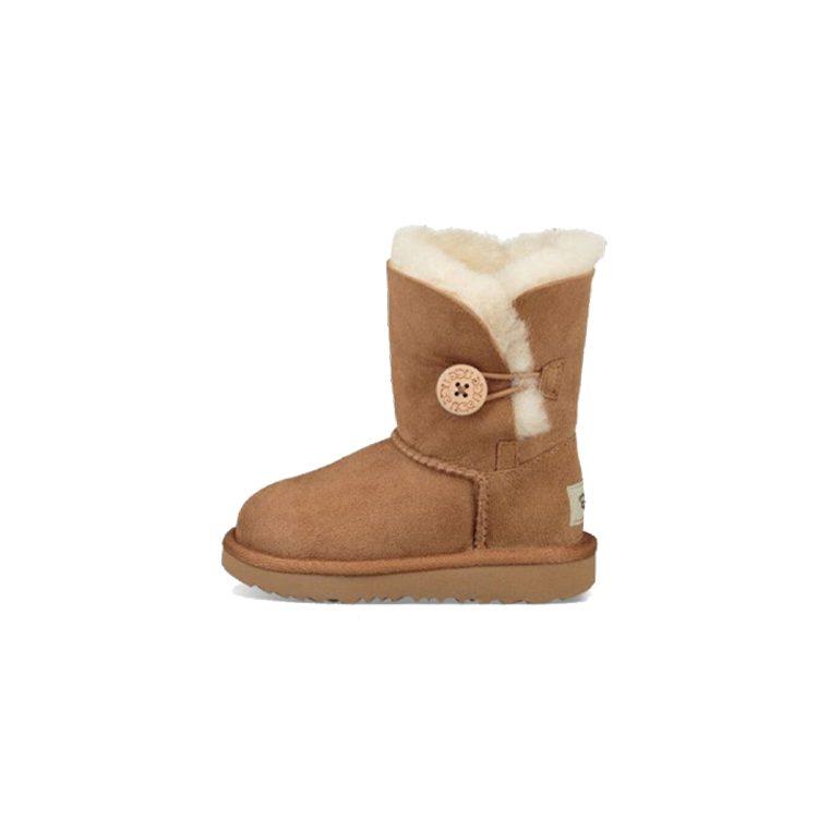 UGG Bailey Button II Нескользящая Амортизация Устойчивая к истиранию Термо Снежные ботинки Каштаново-коричневые Детские 1017400T-CHE