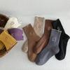 5 пар женских осенне-зимних кружевных носков Preppy с милым рисунком из мультфильма и деревянными ушками, хлопчатобумажных носков-трубочек