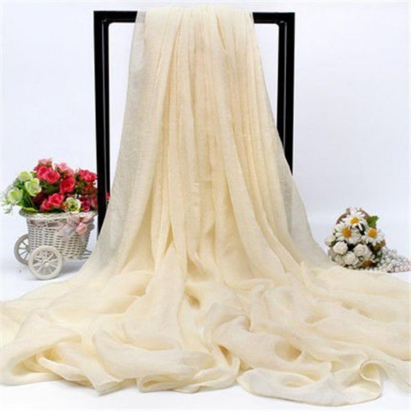 Elegant Red Chiffon Scarf for Women, Infinite Summer Scarf with Tassels