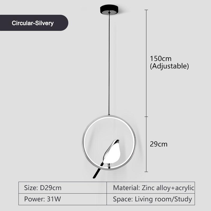 Rotatable Magpie Bird LED Pendant Light for Bedside Bedroom Indoor Gold Silver Hanging Lighting Chandelier Lamps Foyer AC85-265V