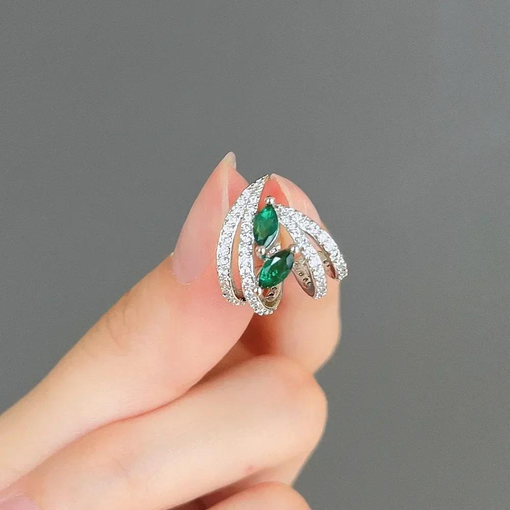 Новые серьги с зелеными кристаллами Модные Роскошные Женственные Личностные Модные Свадебные Вечерние Оптовые Ювелирные Изделия