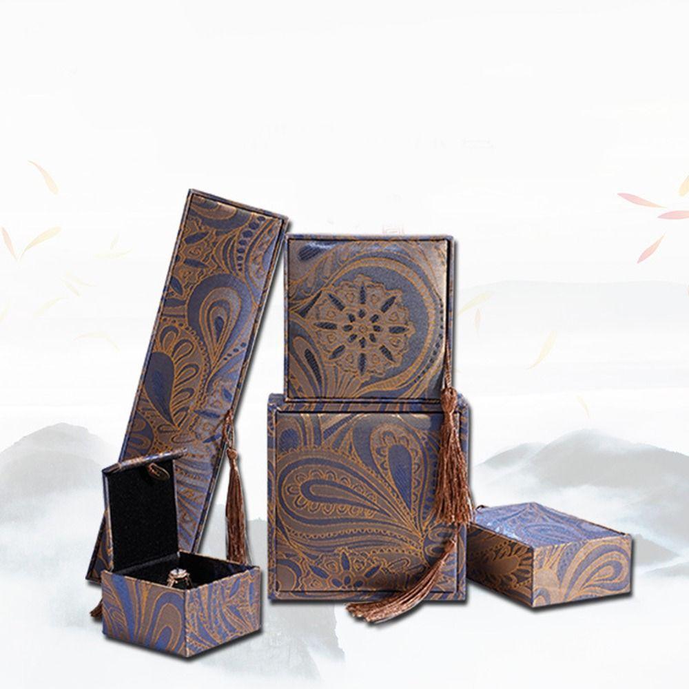 Linen Jewelry Packaging Box Chinese Style Jewelry Display Box Bracelet Storage Box Necklace