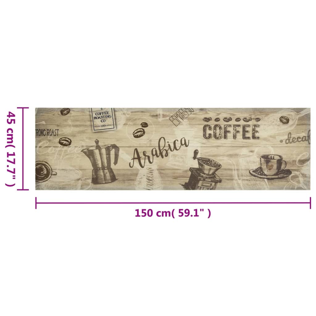 Kitchen Runner Washable Coffee Brown 45 x 150 cm Velvet