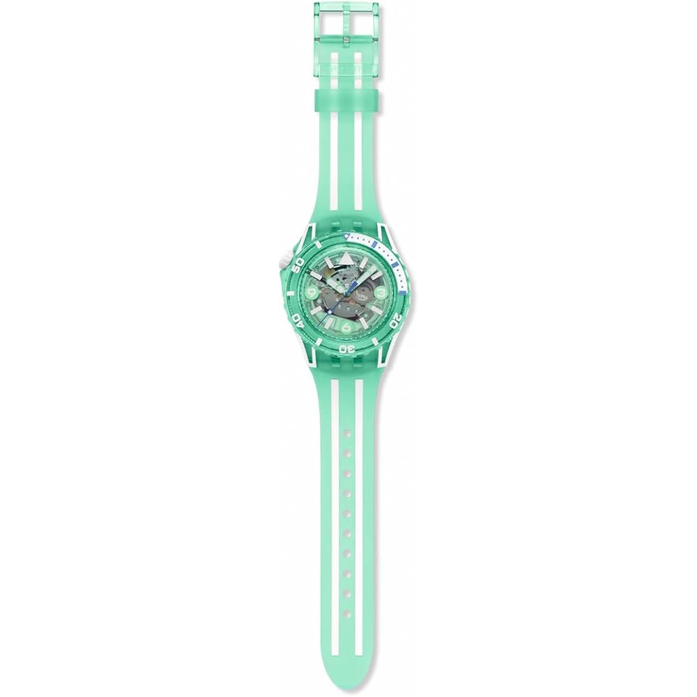 Часы Swatch Scubaqua Medusae Унисекс Зеленые 43мм Водонепроницаемые Силиконовый Ремешок