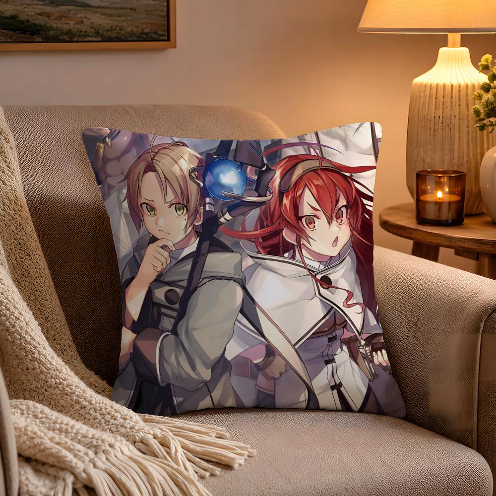 Чехол на подушку из аниме Mushoku Tensei, мягкий плюшевый чехол на подушку, двусторонняя печать и скрытая молния, для дивана, дома, автомобиля