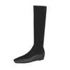Inner Heightening Socks Boots Woman Autumn Elastic Boots Women's Shoes Square Toe Flat Bottomed Long Boots Ladies Shoes