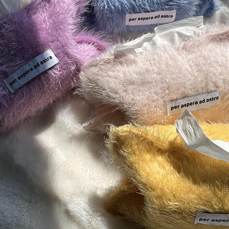 1 шт. Коробки для салфеток Хранение Плюшевая нить Скандинавский стиль Высокое качество Однотонный держатель Туалетная бумага Тканевый пакет