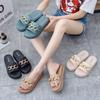 New Soft Sole Slippers for Women's Summer Outwear Thick Sole Chain Korean Edition Home Fashion Word Thick Sole Trendy Slippers