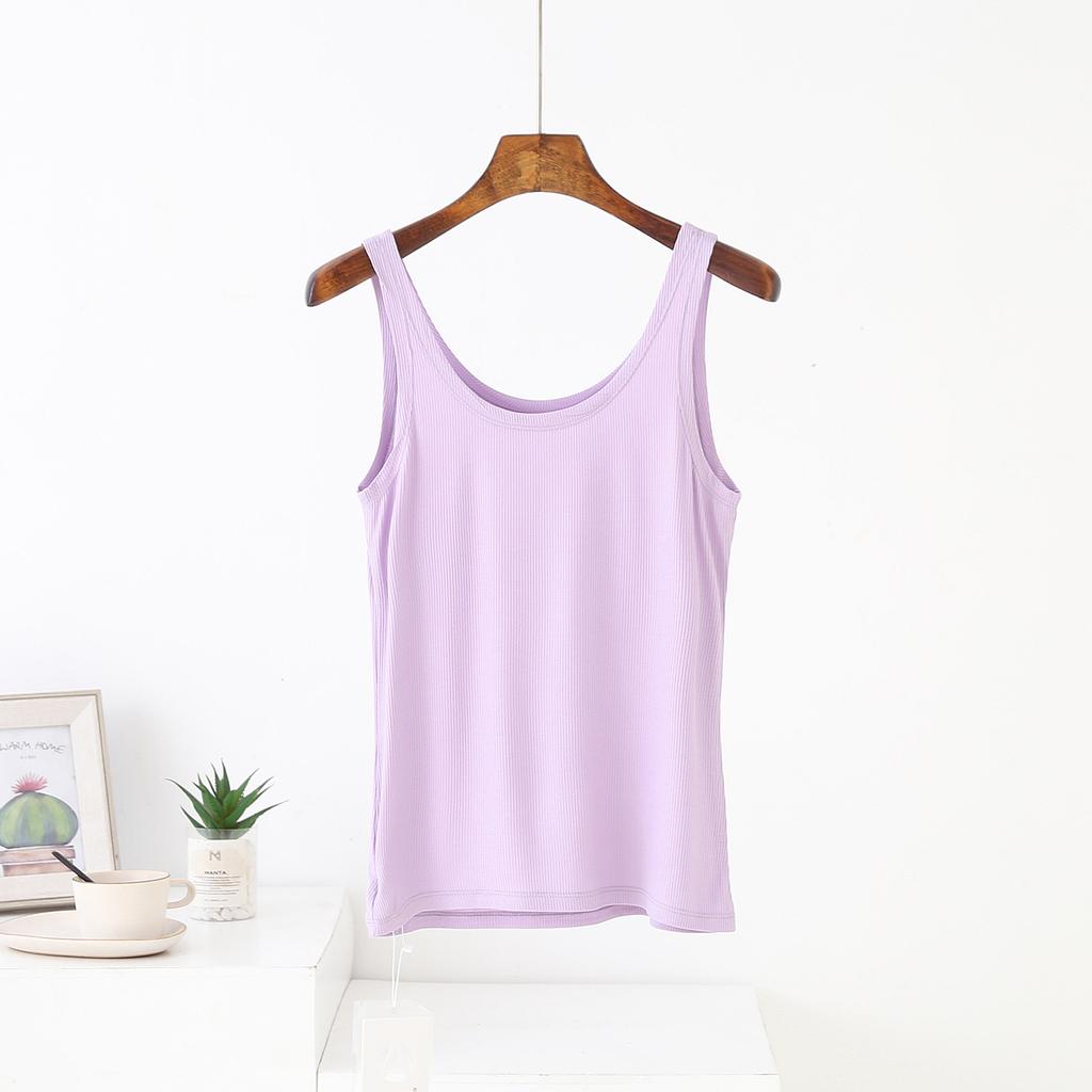 Summer Elastic Tank Tops Slim Fit U-Neck Camis Ribbed Sleeveless Base Layer Shirt Solid Color Camisole All Match