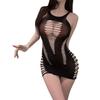 Large size hip-wrapped mesh, sexy lingerie, hollow perspective suspender skirt, short one-piece nightclub outfit