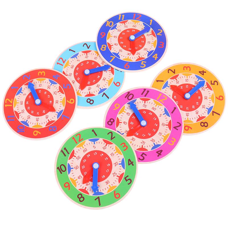 Children Montessori Wooden Clock Toys Hour Minute Second Cognition Clocks