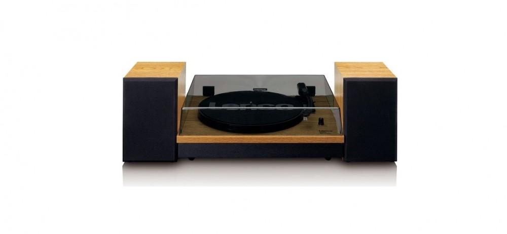 Gramofon Lenco Ls 300 W Drewnianej Obudowie + Głośniki / Bluetooth / Wyjście 2X Rca / Wejście Aux