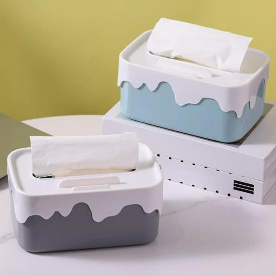 Rectangular Tissue Box Holder with Lid Large Capacity Universal Fit Tissue Container Car Napkin Holder Case