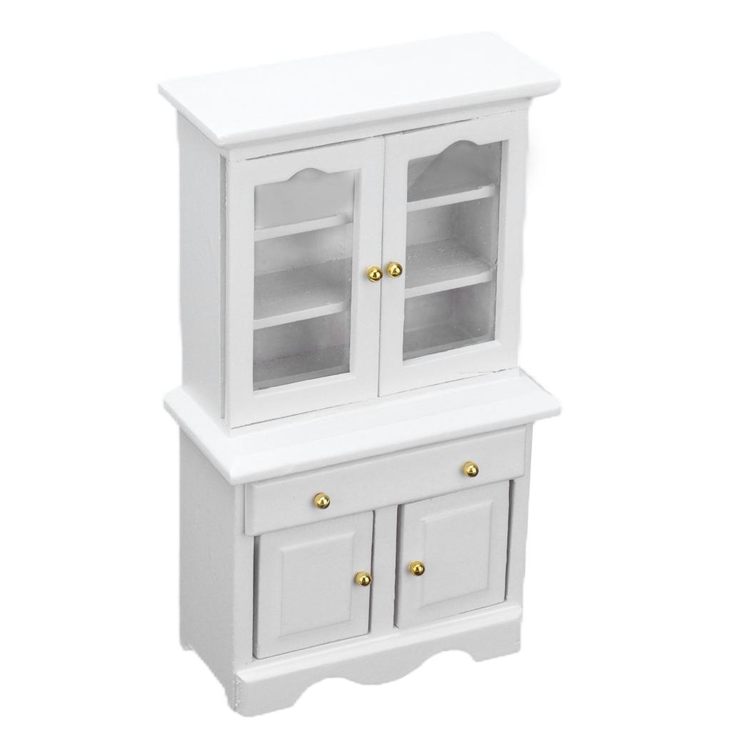 1:12 Dollhouse Cabinet Wooden Miniature Cupboard Furniture Decoration Accessories White