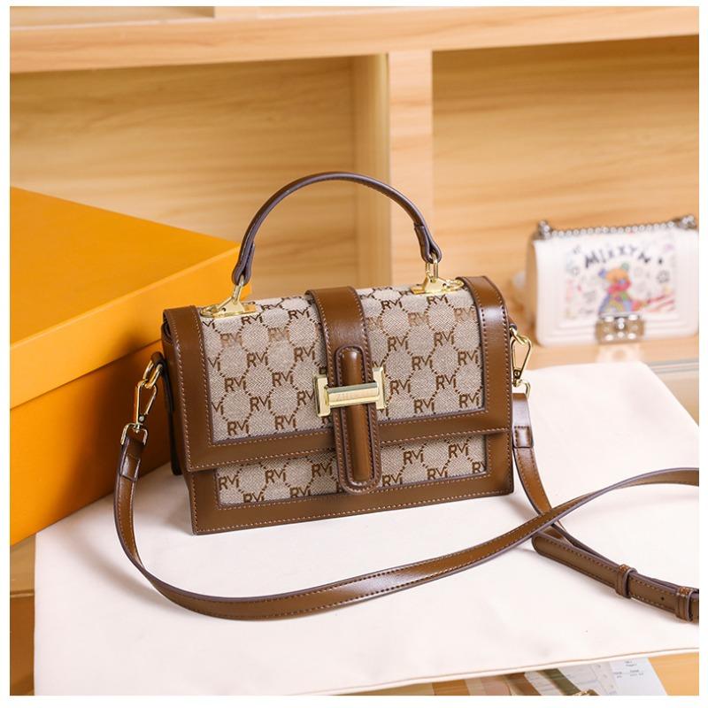 New Women's Bag Retro Printed Letter Handbag Versatile Women's Small Square Bag Shoulder Messenger Bag