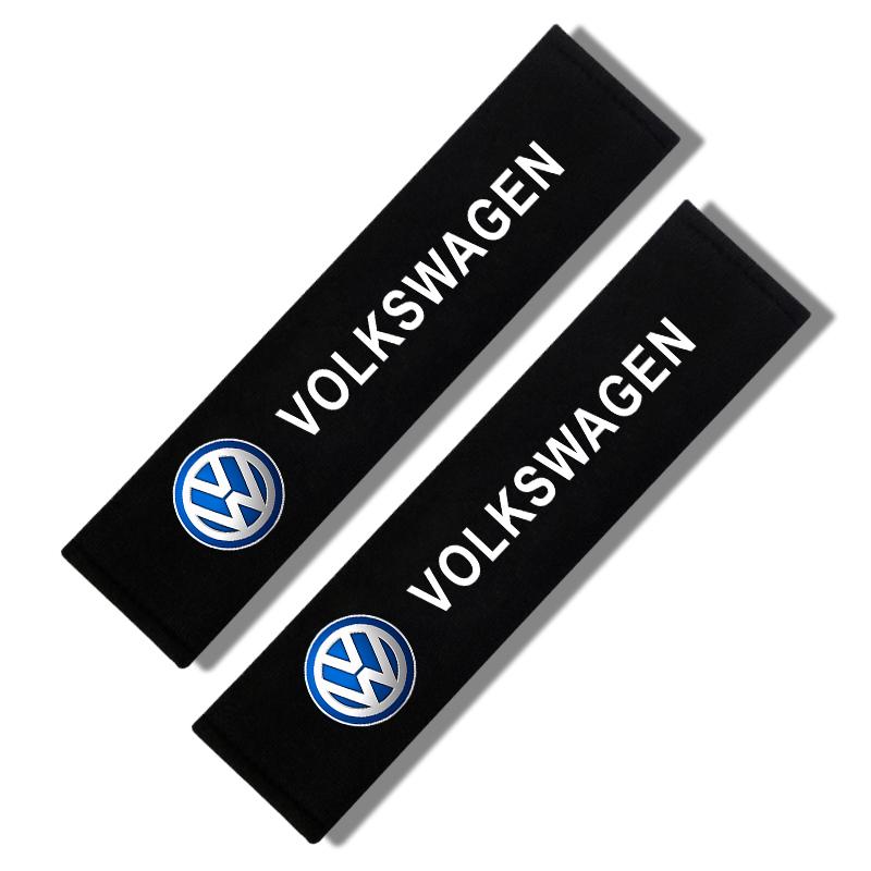 VW 2pcs Breathable Protection For Volkswagen VW Golf Tiguan POLO TOURAN CADDY Car Seat Belt Cotton Safety Belt Shoulder Cover