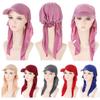 Solid Color Women Bandana Brim Cap Turban Shawl Design Low Profile Fitted Hat