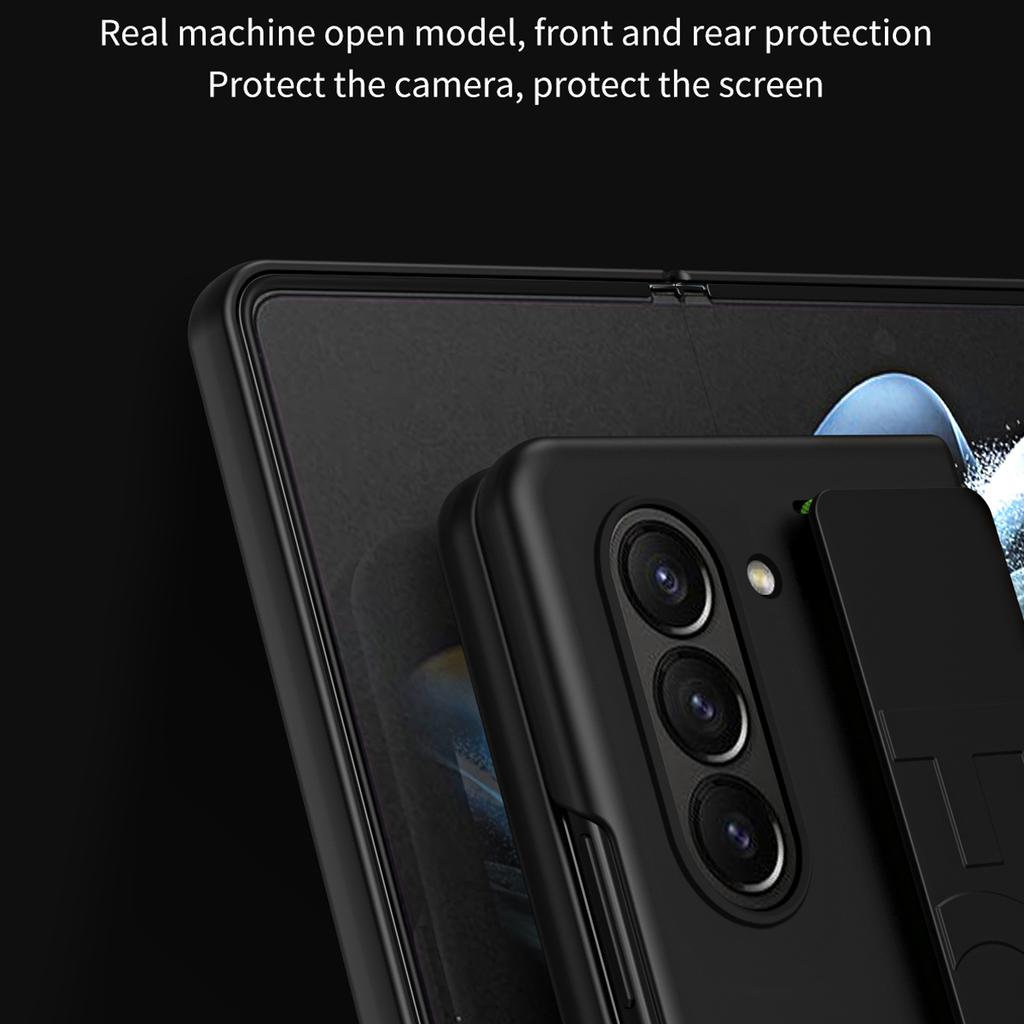 Для Samsung Galaxy Z Fold6 5G Чехол Skin-Touch из ПК с защитой от отпечатков пальцев и эластичным ремешком на запястье