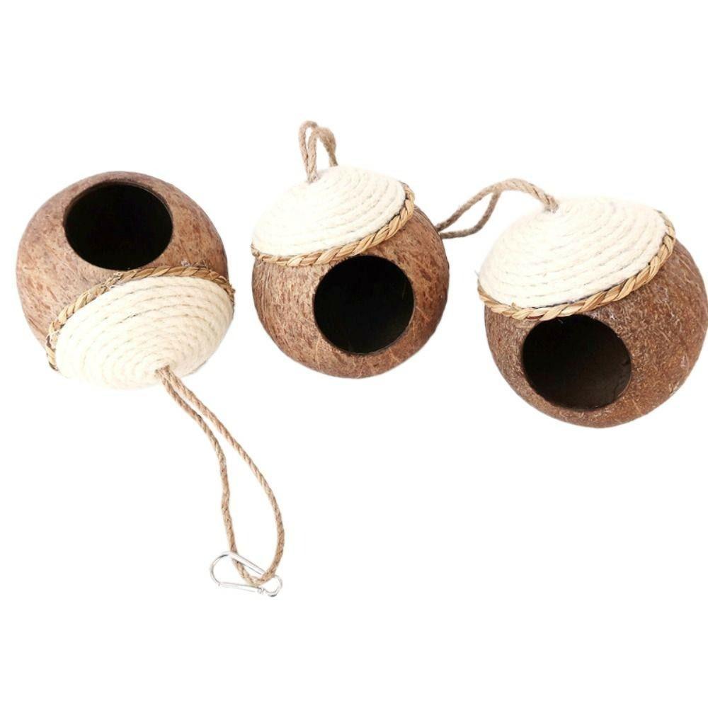 Parakeet Budgies Cage Hut Sleeping Bag Hanging Coconut Woven Straw Tent House Hammock Parrot Toy Bird Bed