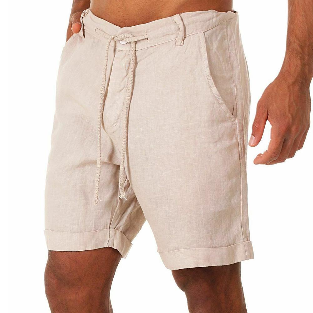 Мужские летние модные мужские льняные шорты, хлопковые пляжные шорты, новые свободные однотонные шорты-карго для дикого отдыха для мужчин, спортивные шорты