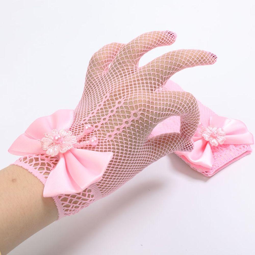 Thin Lace Mesh Gloves Short Etiquette Dress Gloves Holiday Princess Birthday Party Gloves