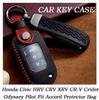 Leather Car Flip Key Case Cover For Honda Civic HRV CRV XRV CR-V Crider Odyssey Pilot Fit Accord Protector Bag Accessories