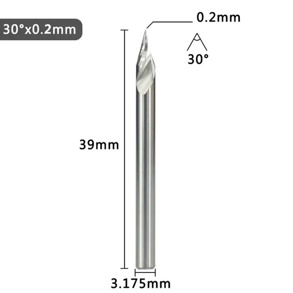 1pc 3.175mm Shank V Shape Tip Carving Cutter 20/30/45/60 Degrees Milling Cutter Carbide Router Bit PCB 3D Engraving Bit