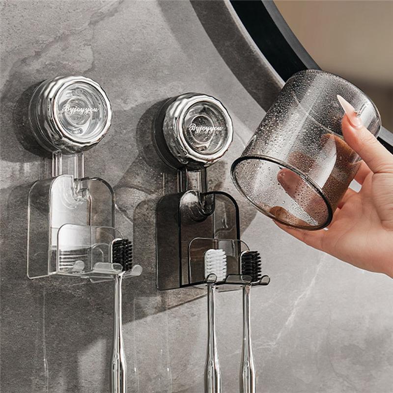 Съемный держатель для зубных щеток на присоске с крышкой для стакана воды для ванной комнаты, органайзер для хранения зубных щеток для душа, прочный B