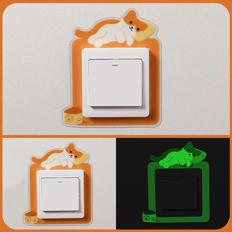 Светящаяся наклейка на выключатель с изображением животных, мультяшная наклейка, светящаяся в темноте, флуоресцентное украшение, наклейка на выключатель с изображением панды, декор для детской комнаты