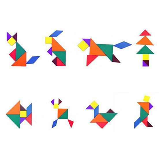 Красочные деревянные головоломки-головоломки Tangram для детей
