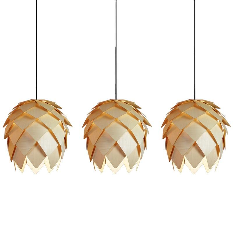 Creative Pinecone Art Lamp Log Bedroom Study Dining Room Hotel Wooden Ambiance Chandelier