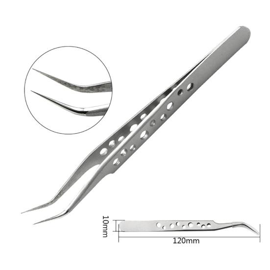 Stainless Steel Electronics Precision Curved/Straight Tip Tweezers Repair Tool