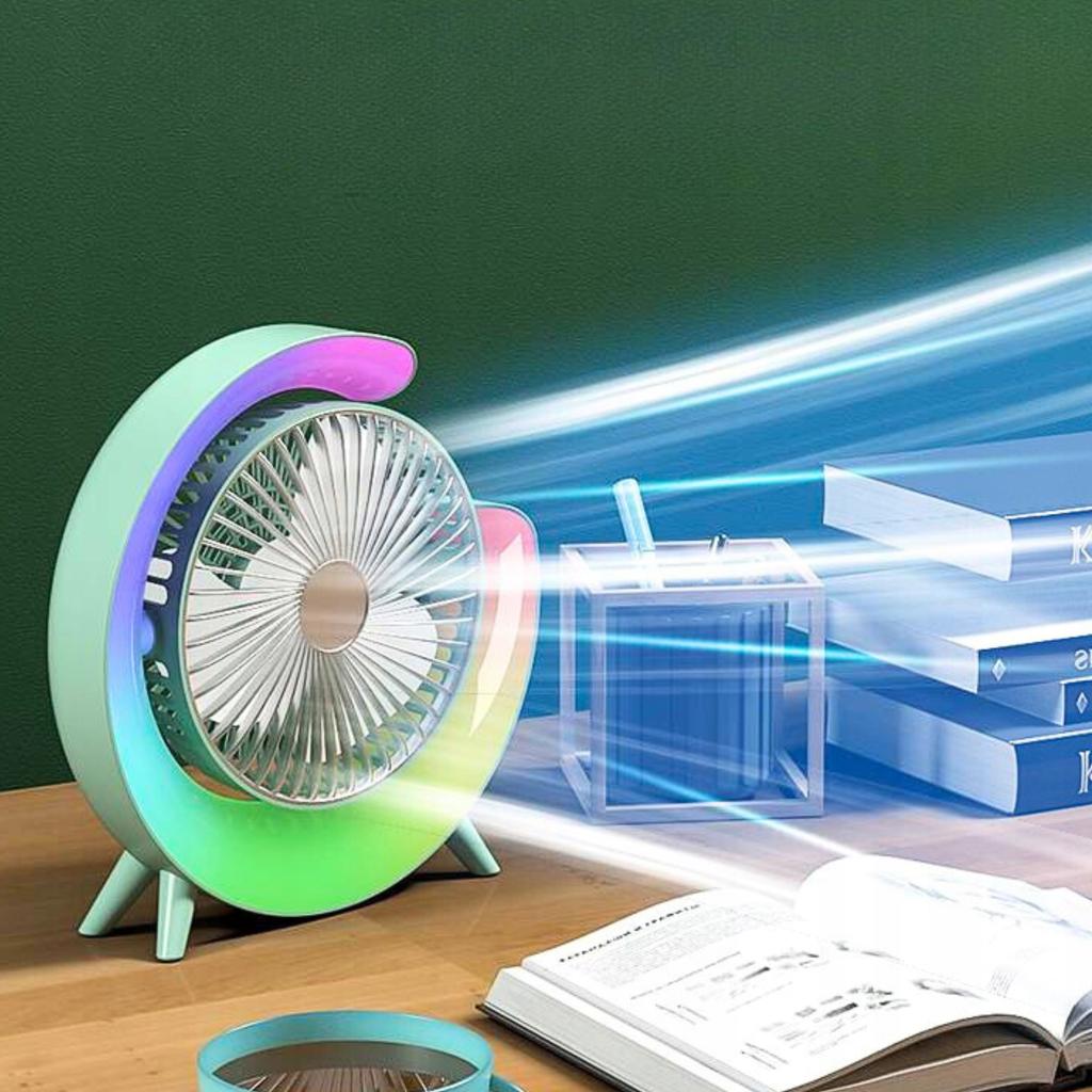 Desk Fan For Summer Led 3 Speeds Rgb Powerful Quiet